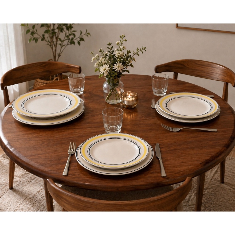 Lenox Illustrated Stripes Dinnerware Set 8pc White Yellow Black Plates 10.5 8.5